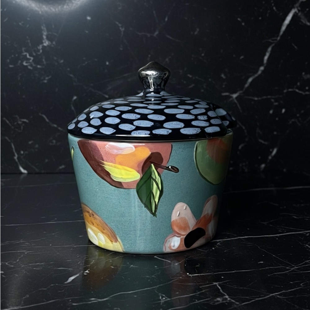 Droll Designs Canister Large Lidded Sugar Dip Bowl with Slot